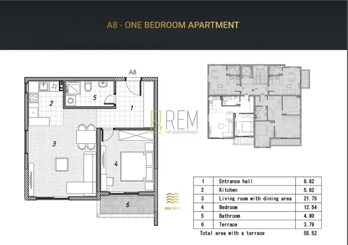 Prodaja, jednosoban stan, 55m², Sutomore, Bar