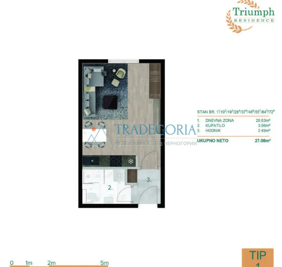 Prodaja, jednosoban stan, 39m², Bar, Crna Gora