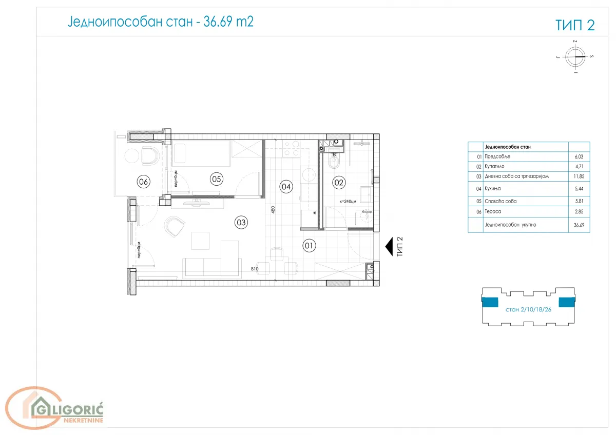 Prodaja, jednosoban stan, 37m², Ledine, Beograd