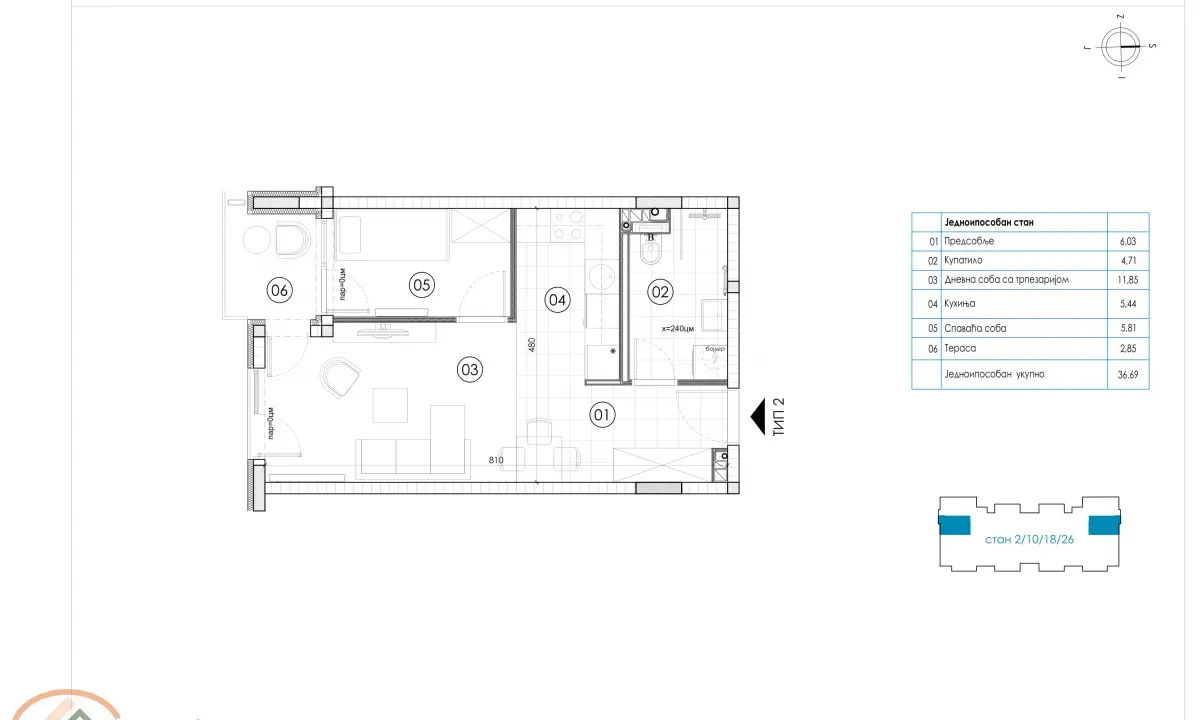 Prodaja, jednosoban stan, 37m², Ledine, Beograd