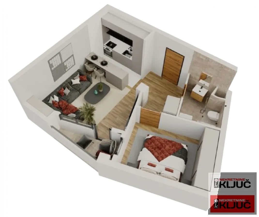Sale, two bedroom apartment, 42m², Salajka, Novi Sad Sve Podlokacije