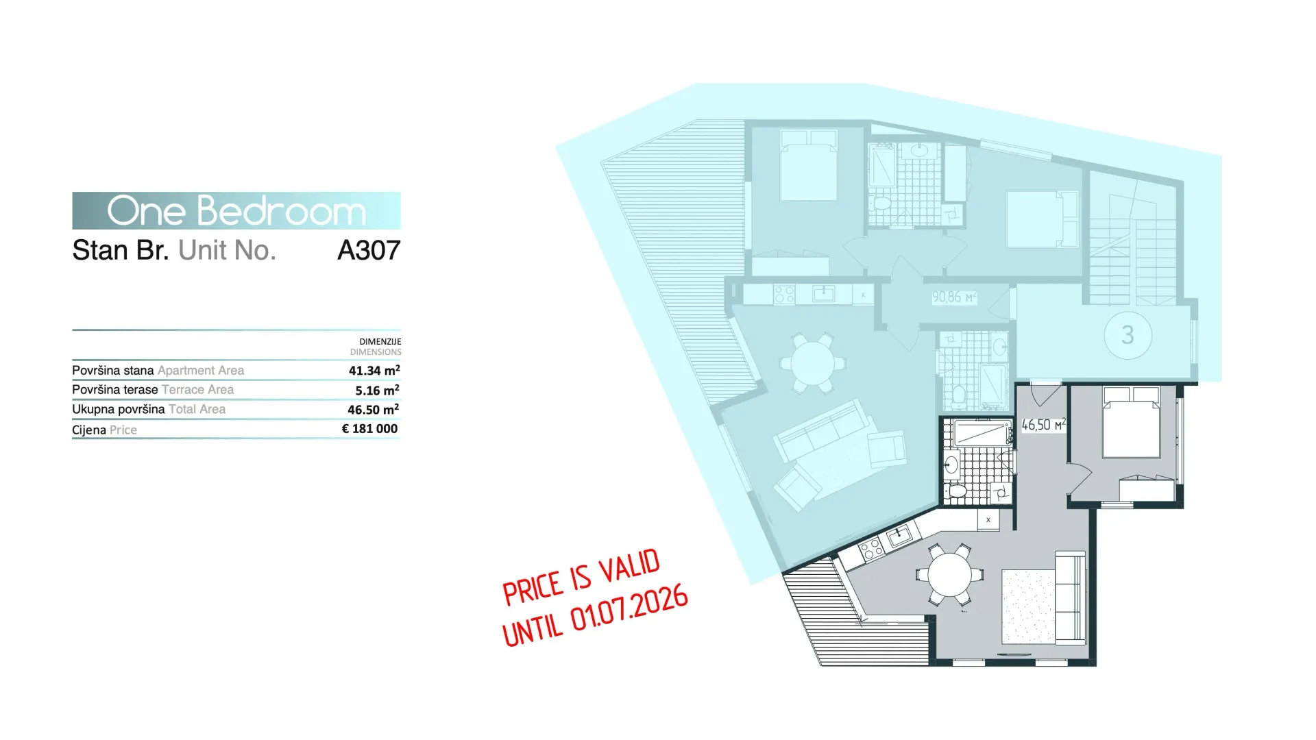 Prodaja, jednosoban stan, 42m², Donja Lastva, Tivat