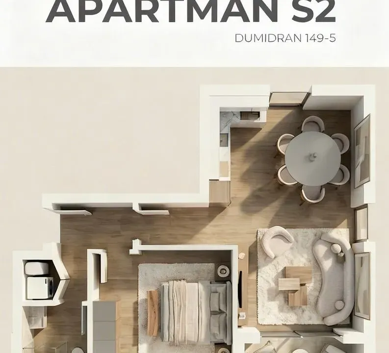 Sale, one bedroom apartment, 48m², Dumidran, Tivat