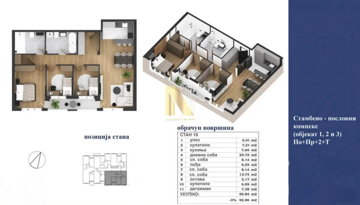 Prodaja, četvorosoban stan, 93m², Adice, Novi Sad Sve Podlokacije