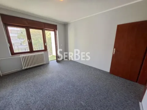 Prazna prostorija sa prozorom, balkonskim vratima i tepisonom. - image 9