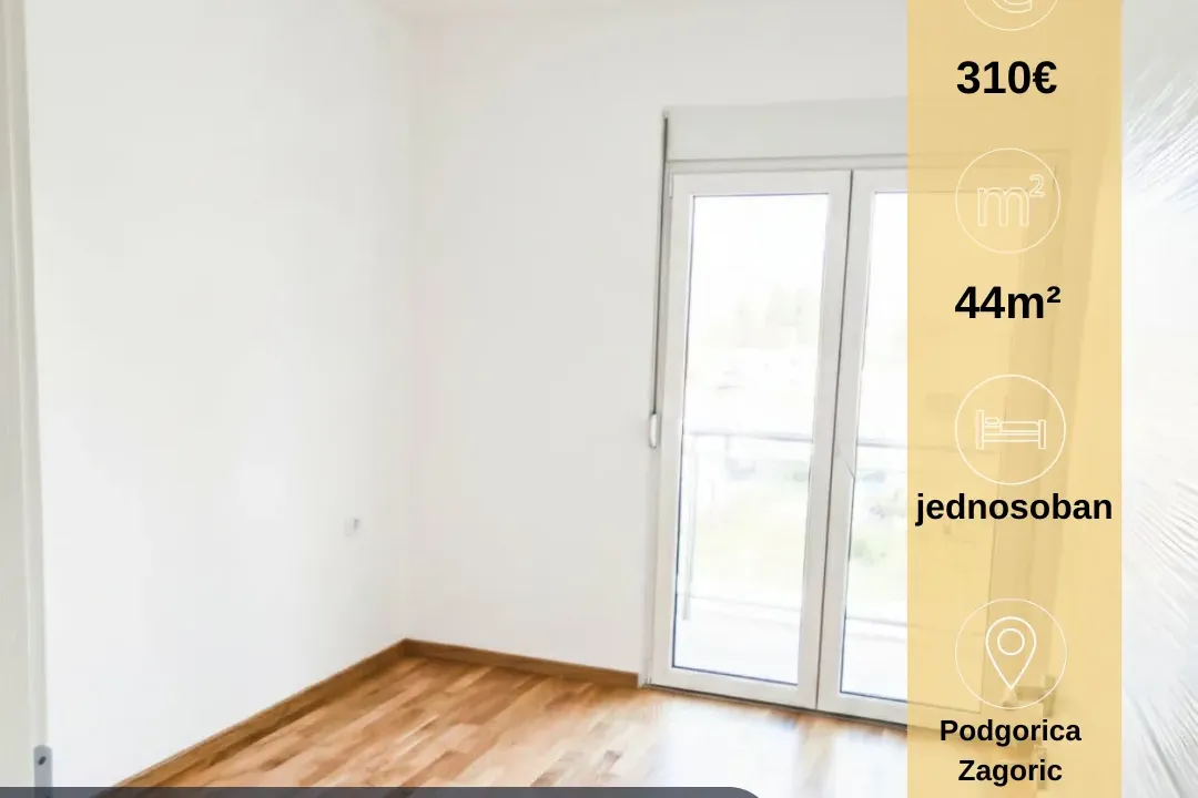 Izdavanje, jednosoban stan, 44m², Zagorič, Podgorica