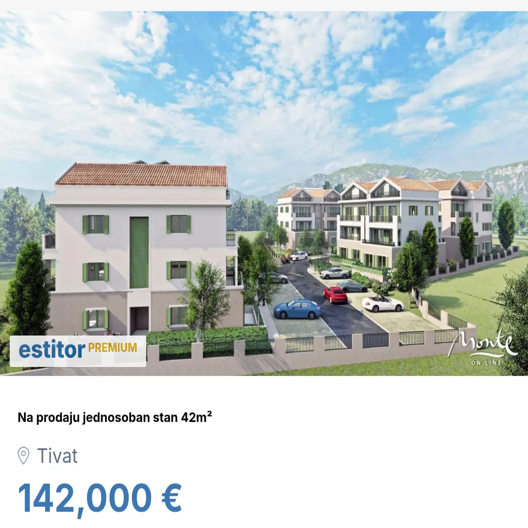 Prodaja, jednosoban stan, 42m², Tivat, Crna Gora