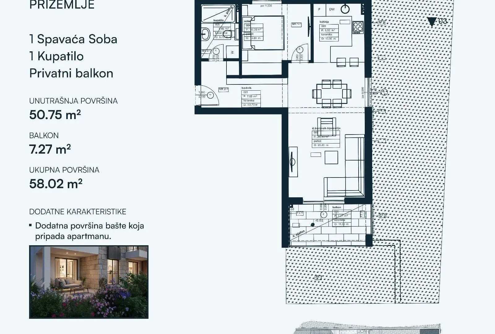 Prodaja, jednosoban stan, 58m², Dobrota, Kotor