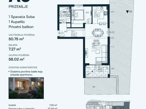 Sale, one bedroom apartment, 58m², Dobrota, Kotor - image 2