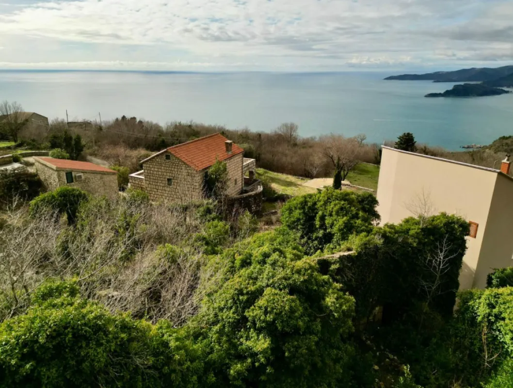 Pogled na more i okolno zelenilo iz ptičje perspektive.