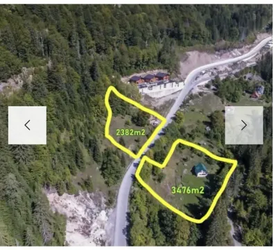Satelitski snimak zemljišta sa označenim granicama i površinama parcela. - image 5