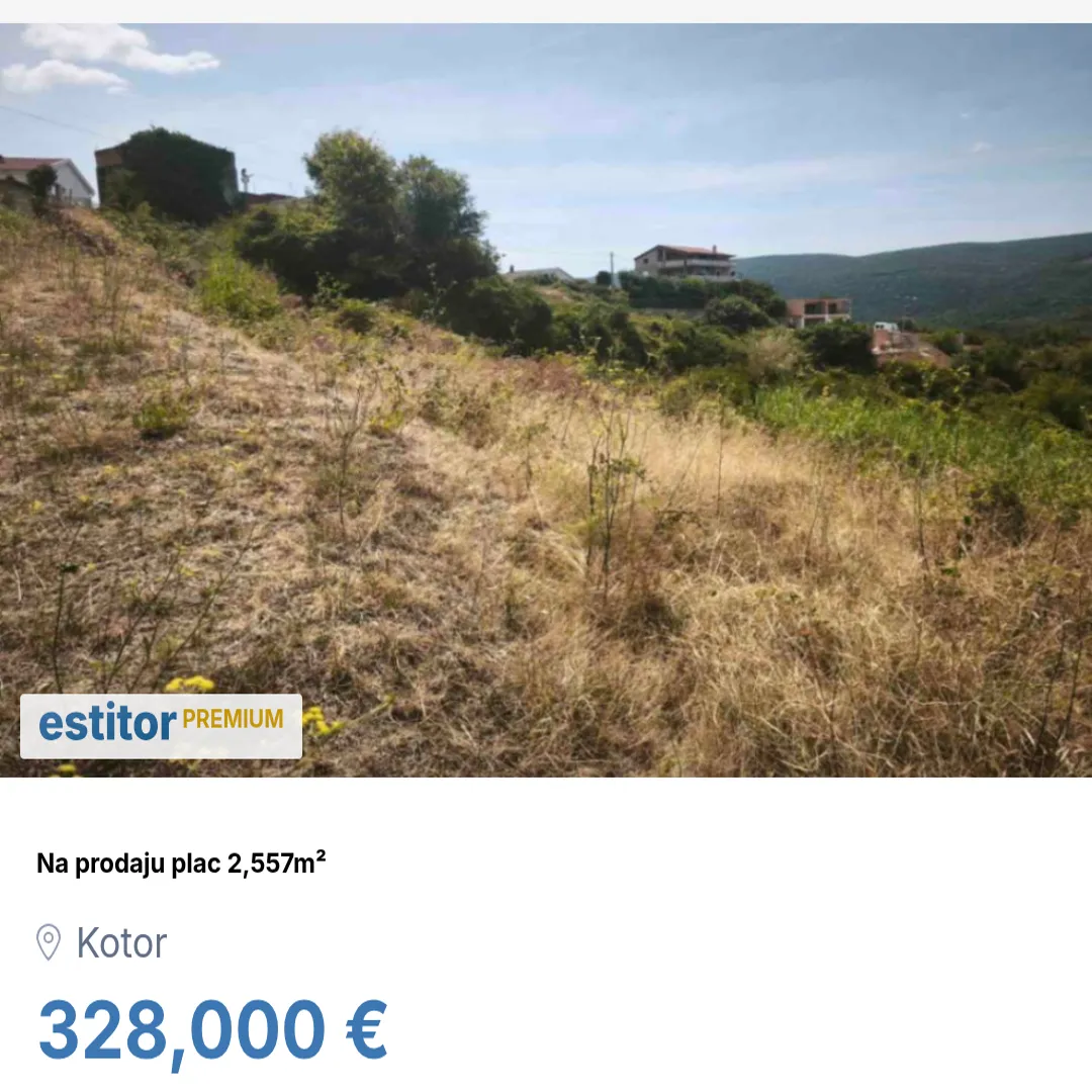 Prodaja, plac, 2557m², Pelinovo, Kotor