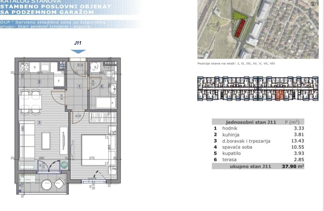 Sale, one bedroom apartment, 38m², Stari Aerodrom, Podgorica