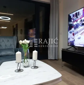 Modern living room with a sofa and TV. - image 13