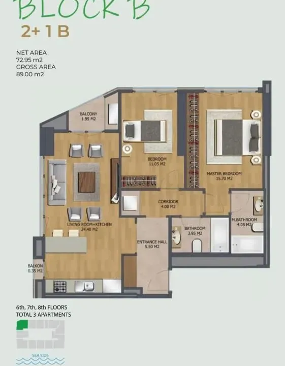 Sale, two bedroom apartment, 73m², Bar, Crna Gora