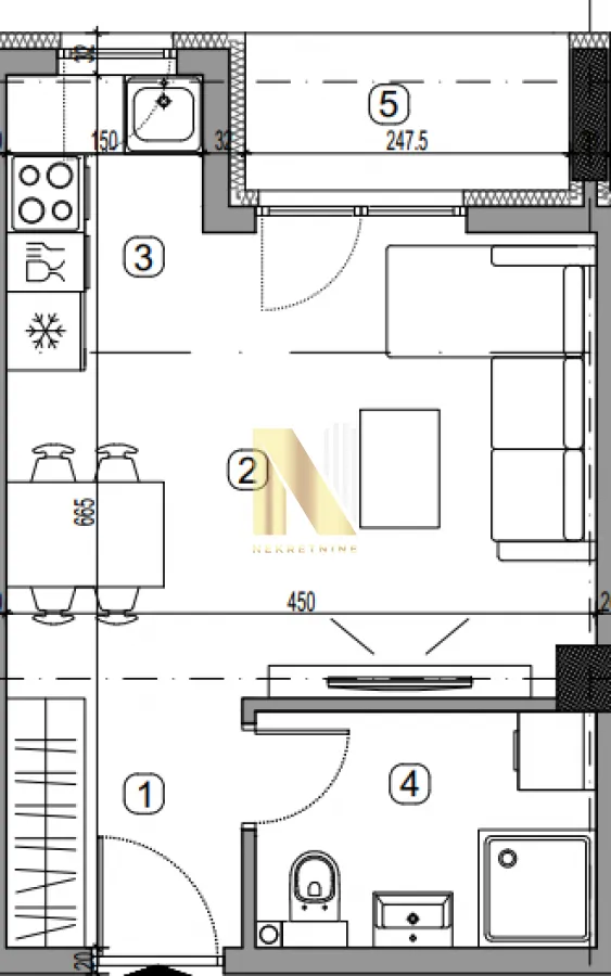 Sale, studio apartment, 28m², Centar, Inđija