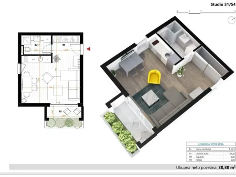 Sale, two bedroom apartment, Tološi, Podgorica - image 2