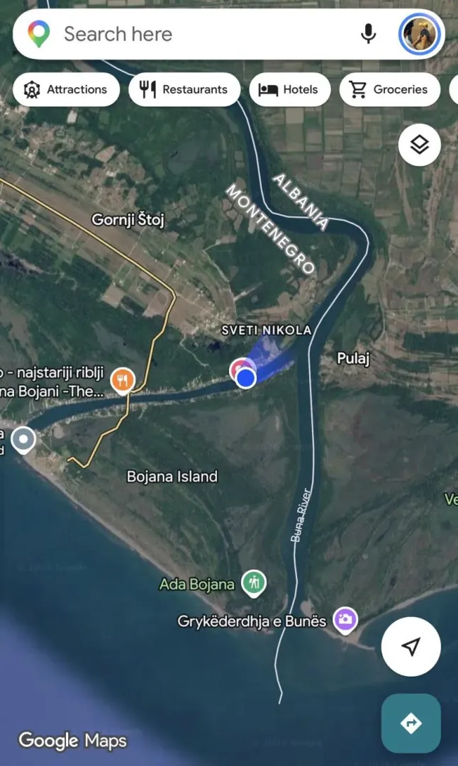 Satellite view of the location on the map.