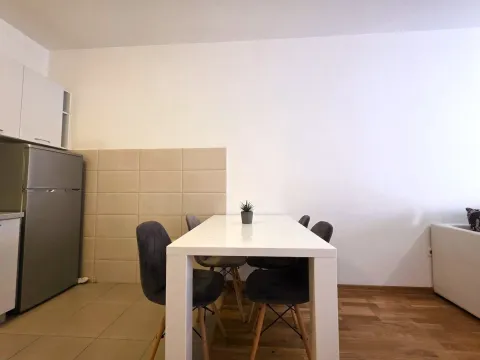 Dnevna soba sa trpezarijskim stolom i kuhinjskim elementima. - image 6