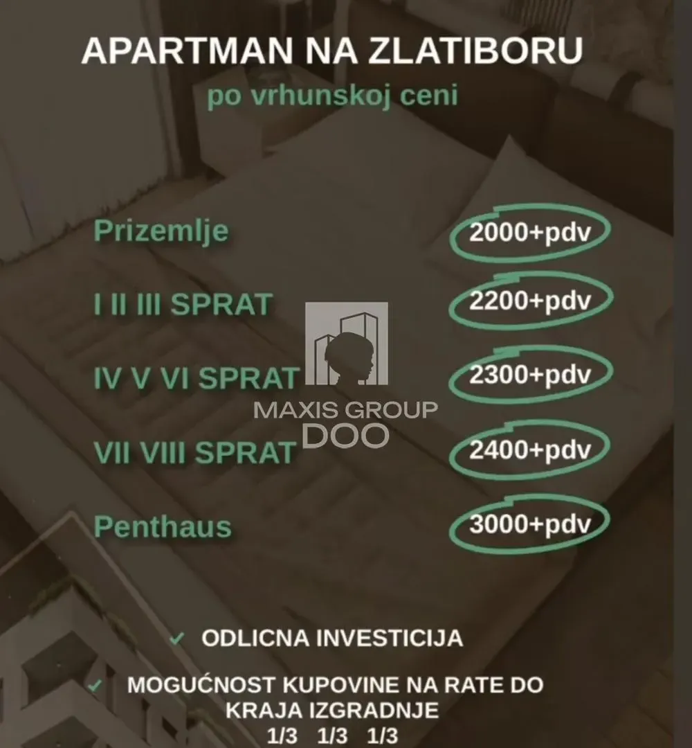 Prodaja, dvosoban stan, 37m², Centar, Čajetina