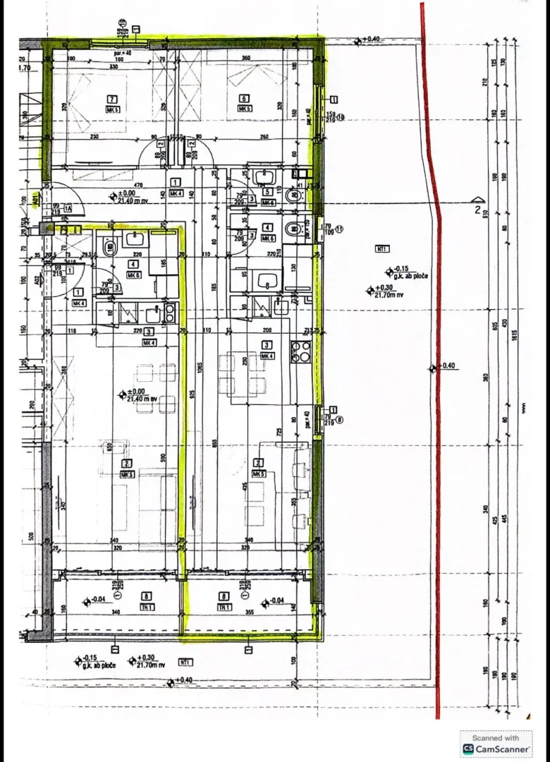 Arhitektonski nacrt osnove objekta sa dimenzijama.