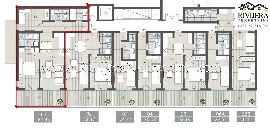Prodaja, dvosoban stan, 82m², Tivat, Crna Gora