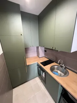 Manja kuhinja sa zelenim elementima i ugradnom tehnikom. - image 11