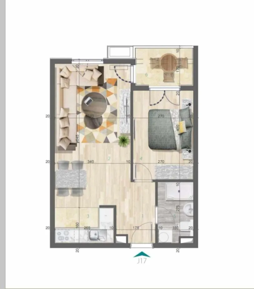 Sale, one bedroom apartment, 48m², Centar, Bar