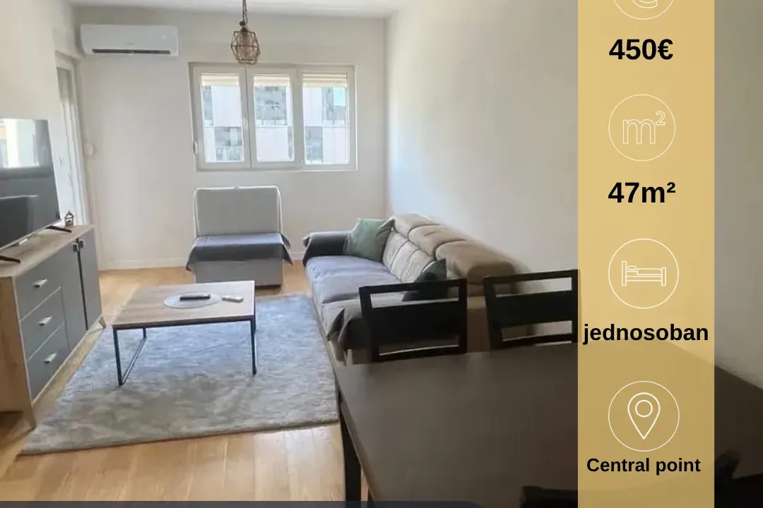 Izdavanje, jednosoban stan, 47m², Central Point, Podgorica
