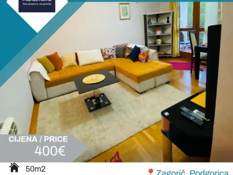 Izdavanje, jednosoban stan, 50m², Zagorič, Podgorica