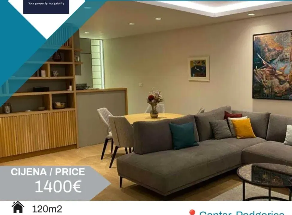 Izdavanje, dvosoban stan, 120m², Centar, Podgorica