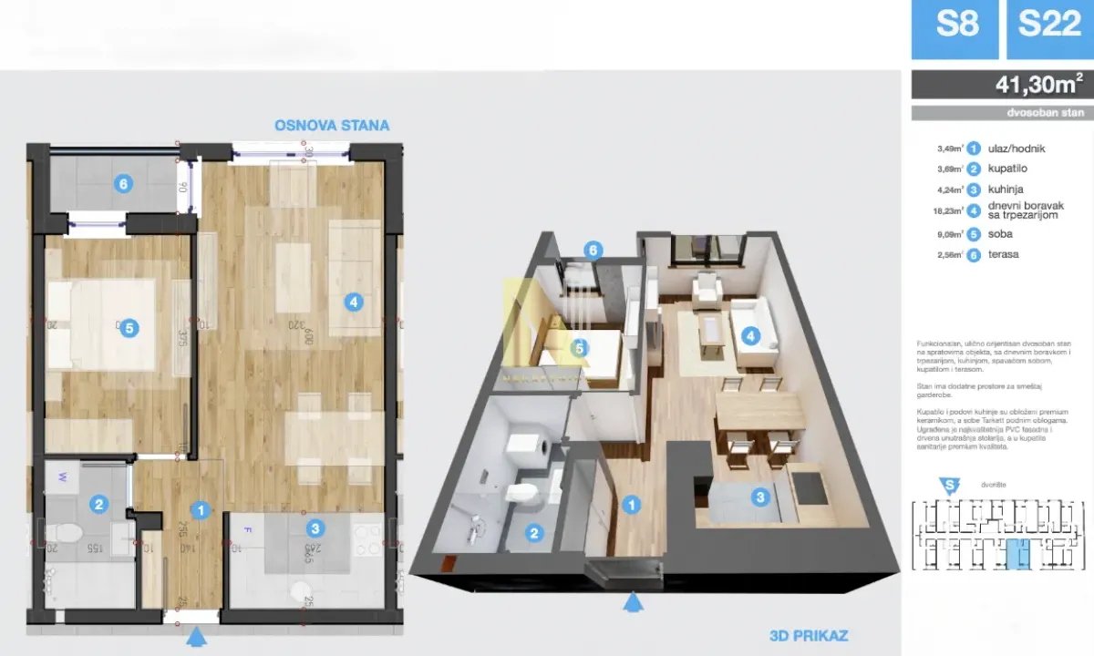 Sale, one bedroom apartment, 41m², Telep, Novi Sad Sve Podlokacije