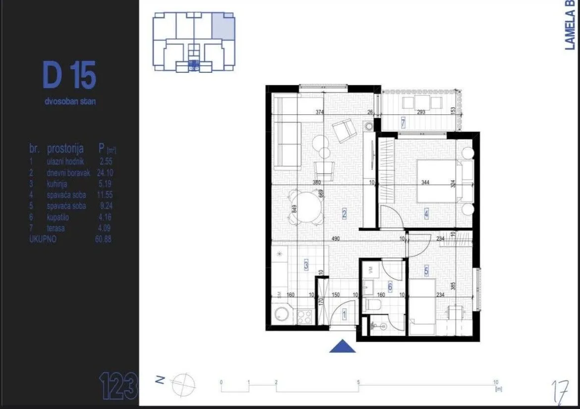 Sale, two bedroom apartment, 60m², Zabjelo, Podgorica