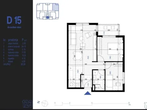 Sale, two bedroom apartment, 60m², Zabjelo, Podgorica - image 1