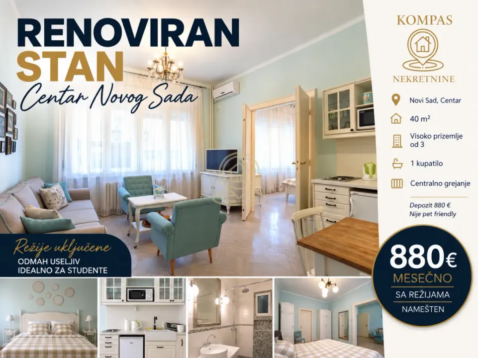 Rent, two bedroom apartment, 40m², Bulevar Oslobodjenja, Novi Sad Sve Podlokacije