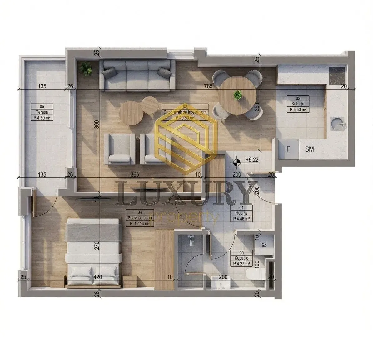 Sale, one bedroom apartment, 60m², Gornja Gorica, Podgorica