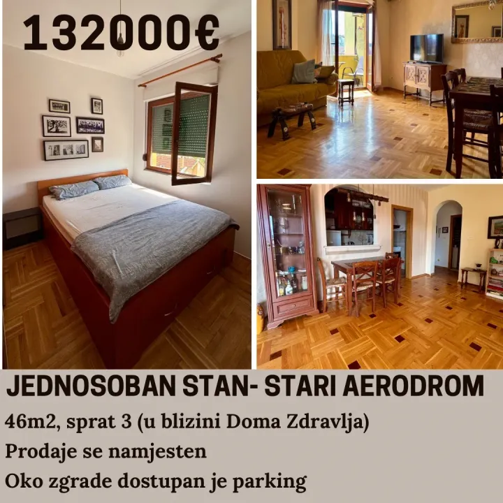 Sale, one bedroom apartment, 46m², Stari Aerodrom, Podgorica