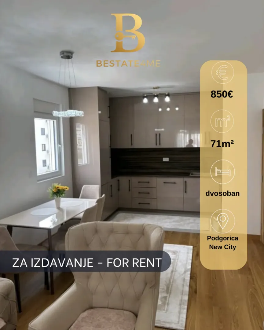 Rent, two bedroom apartment, 71m², New City, Podgorica