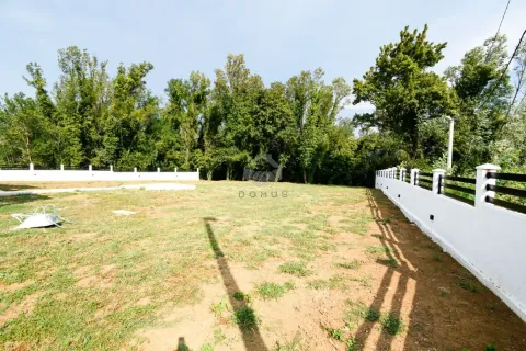 Fenced yard with lawn and forest view. - image 6