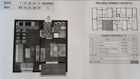 Floor plan of a one-bedroom apartment with a room legend and furniture layout. - image 8