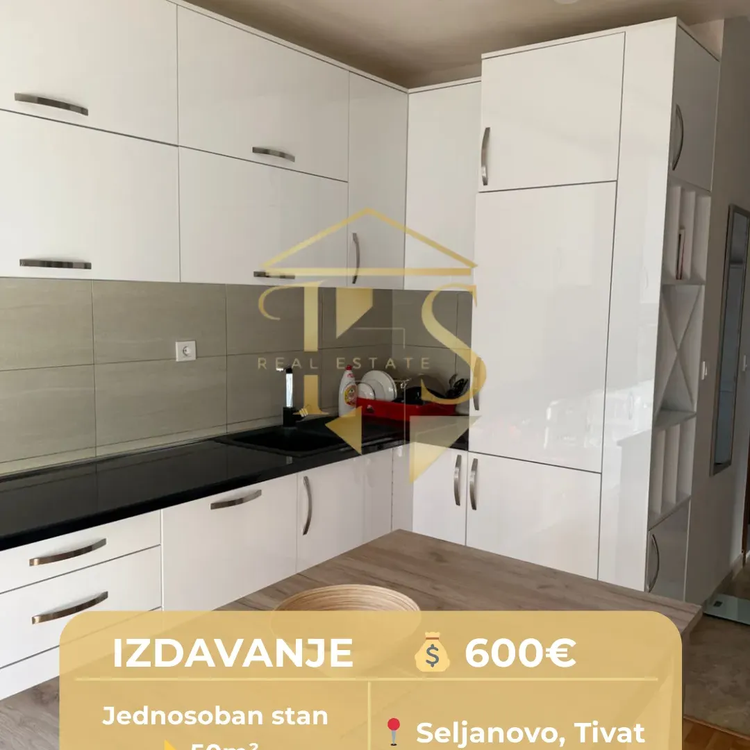 Izdavanje, jednosoban stan, 50m², Seljanovo, Tivat