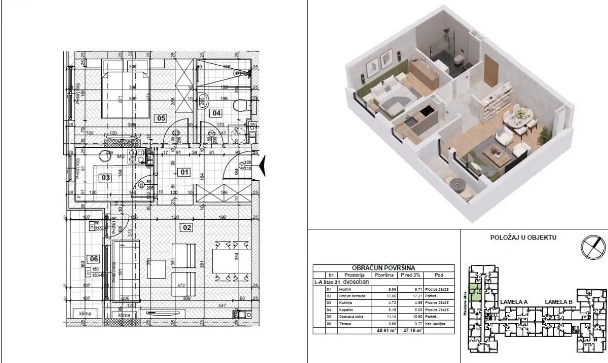 Prodaja, dvosoban stan, 47m², Telep, Novi Sad Sve Podlokacije