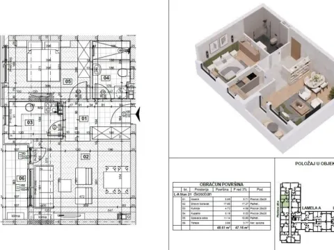Sale, two bedroom apartment, 47m², Telep, Novi Sad Sve Podlokacije - image 2