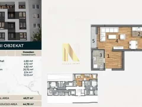 Sale, two bedroom apartment, 48m², Telep, Novi Sad Sve Podlokacije - image 1