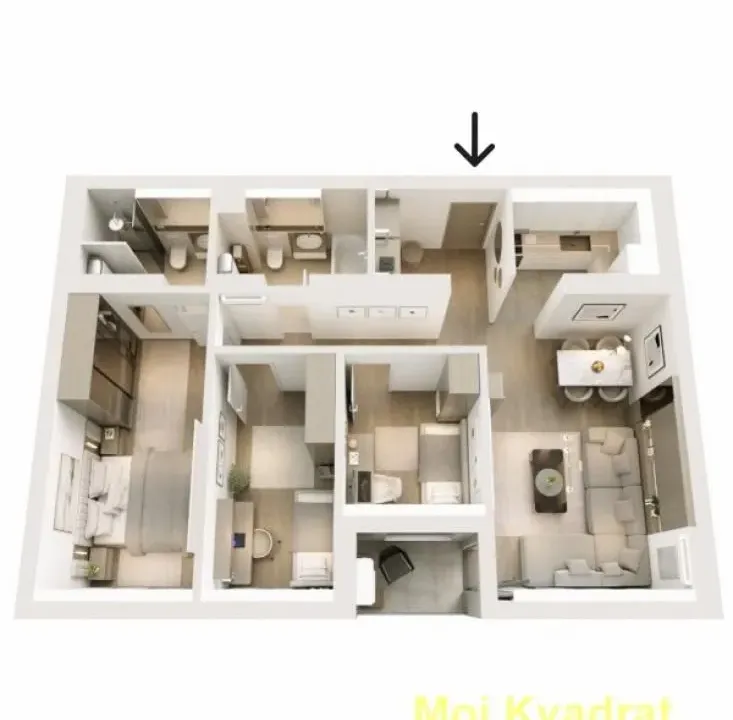 Prodaja, četvorosoban stan, 84m², Novi Beograd Blok 60, Novi Beograd Sve Podlokacije