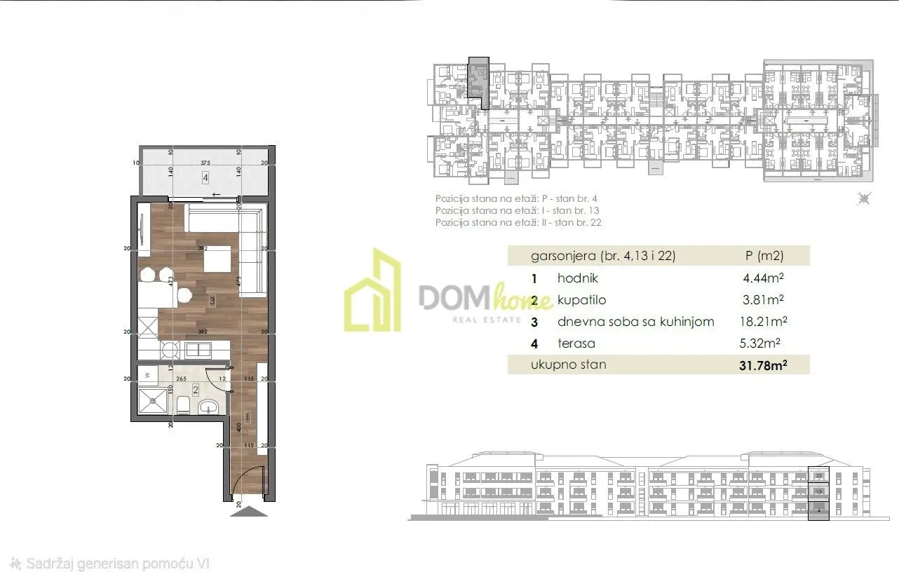 Prodaja, garsonjera, 31m², Donja Gorica, Podgorica