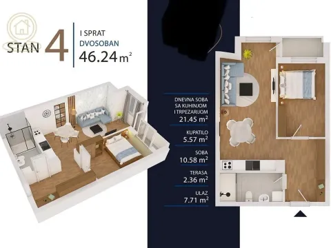 Prodaja, dvosoban stan, 45m², Slana Bara, Novi Sad Sve Podlokacije - image 2