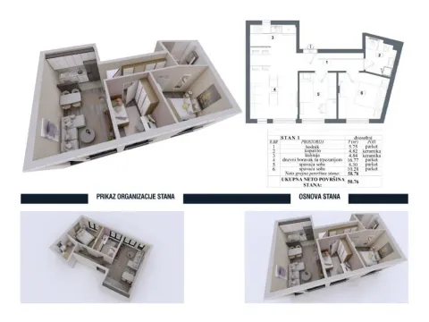 Prodaja, dvosoban stan, 51m², Lekino Brdo, Voždovac Sve Podlokacije