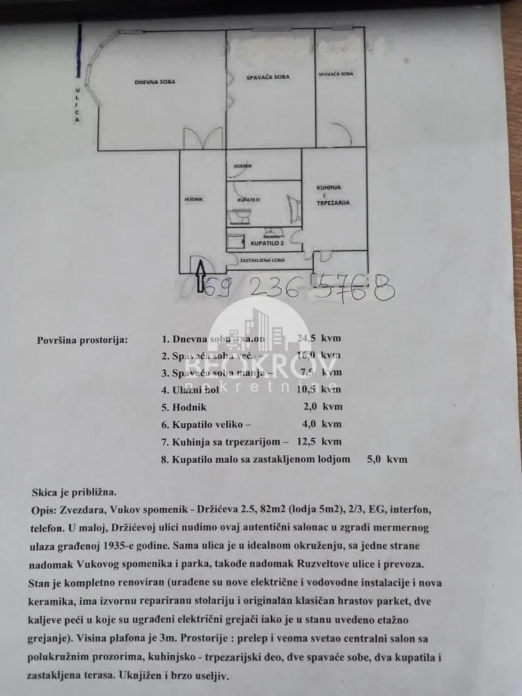 Izdavanje, trosoban stan, 82m², Vukov Spomenik, Zvezdara Sve Podlokacije