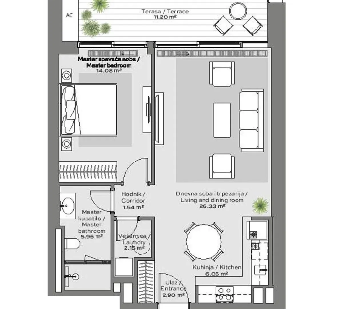 Sale, two bedroom apartment, 70m², Beograd Na Vodi, Beograd